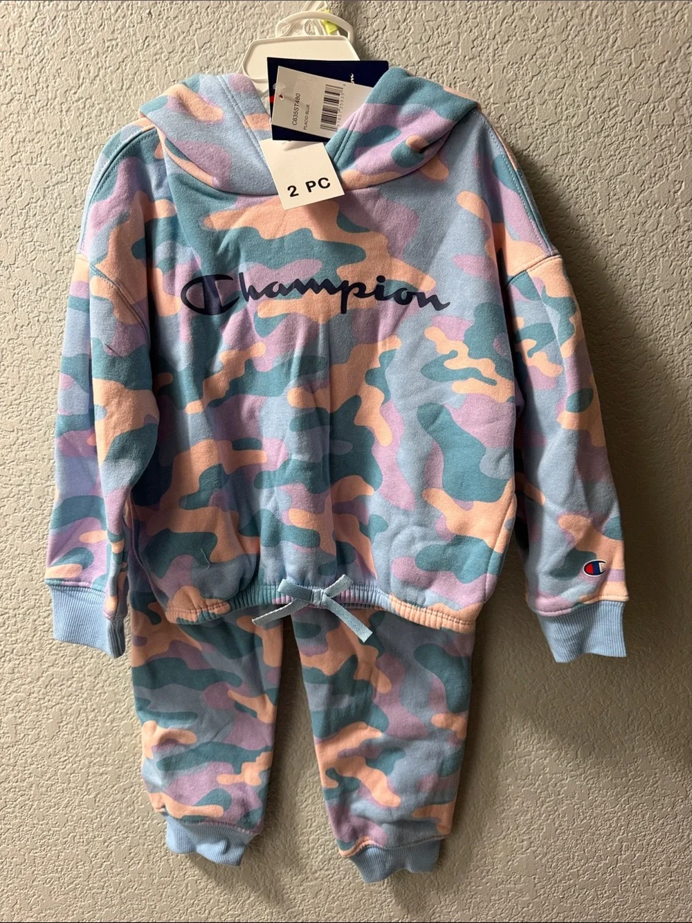 Champion Kids Pastel Camo Hoodie & Joggers - Blue, Pink